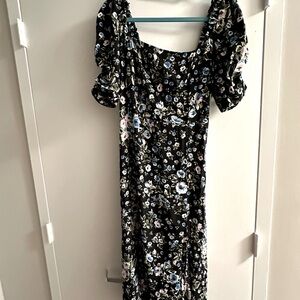 ZARA black floral dress with slit